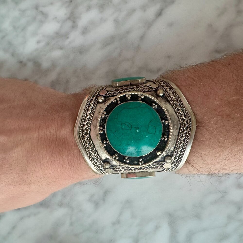 Silver Cuff Bracelets with Turquoise - Picture 6 of 6
